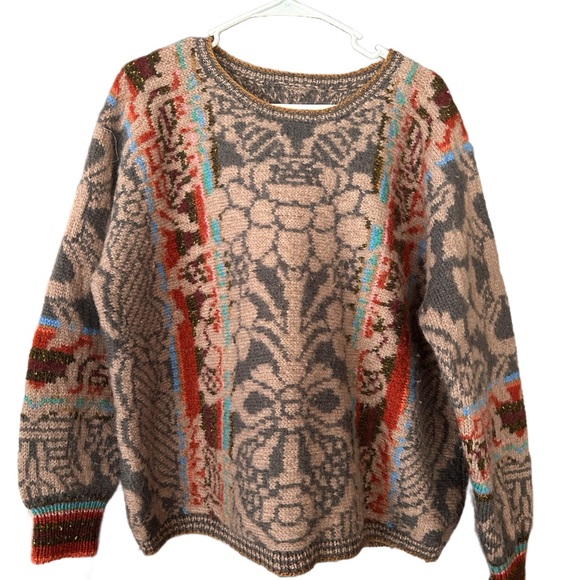 Vintage Sweaters - Handmade Kaffe Fasset Vintage Sweater Colorful Wool